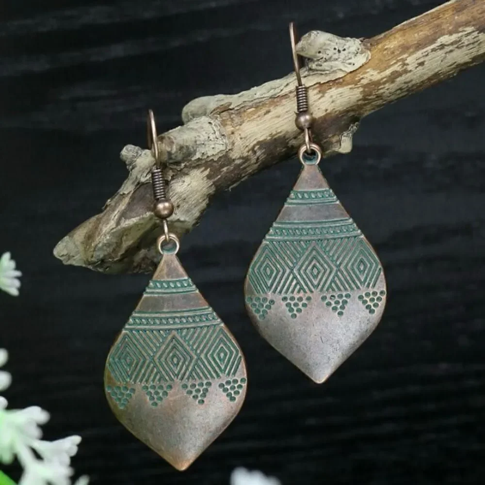 🤎🆕 🩵  3 Pair Boho Ancient Bronze Turquoise Vintage Inspired Earrings Set ✨